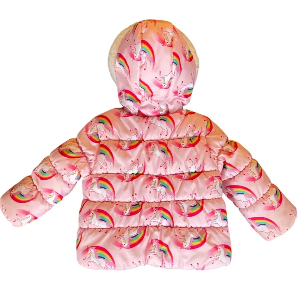 Carters pink unicorn girls 18 month winter coat toddler jacket with hood